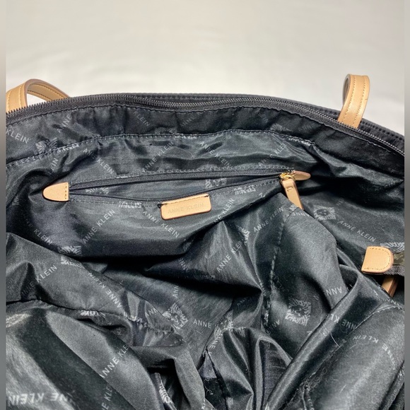 Ann Klein Womens Black Vinyl large Tote Shoulder Bag - Picture 10 of 14